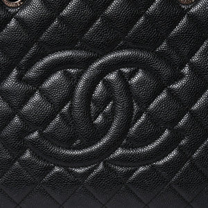 極美品 CHANEL シャネル GST チェーントートバッグ A50995 20番台 ブラック キャビアスキン シルバー金具 ココマーク 中古 4a007794