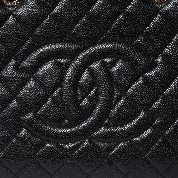 極美品 CHANEL シャネル GST チェーントートバッグ A50995 20番台 ブラック キャビアスキン シルバー金具 ココマーク 中古 4a007794