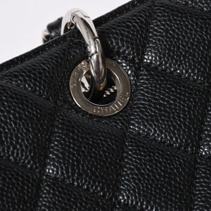 極美品 CHANEL シャネル GST チェーントートバッグ A50995 20番台 ブラック キャビアスキン シルバー金具 ココマーク 中古 4a007794