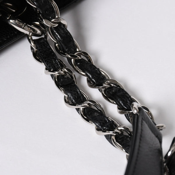 極美品 CHANEL シャネル GST チェーントートバッグ A50995 20番台 ブラック キャビアスキン シルバー金具 ココマーク 中古 4a007794