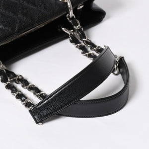極美品 CHANEL シャネル GST チェーントートバッグ A50995 20番台 ブラック キャビアスキン シルバー金具 ココマーク 中古 4a007794