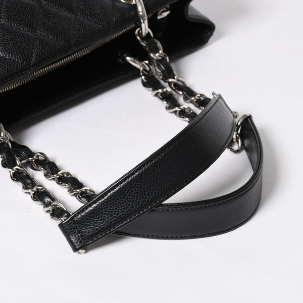 極美品 CHANEL シャネル GST チェーントートバッグ A50995 20番台 ブラック キャビアスキン シルバー金具 ココマーク 中古 4a007794