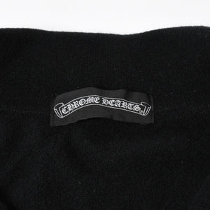 極美品 CHROME HEARTS クロムハーツ 長袖ニットポロシャツ サイズM クロスボール ブラック シルバー925 中古 4a008132