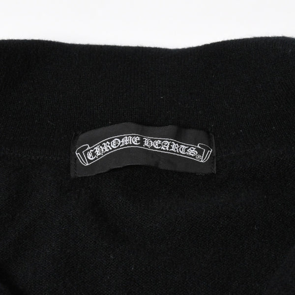 極美品 CHROME HEARTS クロムハーツ 長袖ニットポロシャツ サイズM クロスボール ブラック シルバー925 中古 4a008132