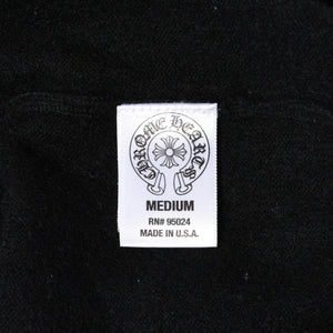 極美品 CHROME HEARTS クロムハーツ 長袖ニットポロシャツ サイズM クロスボール ブラック シルバー925 中古 4a008132