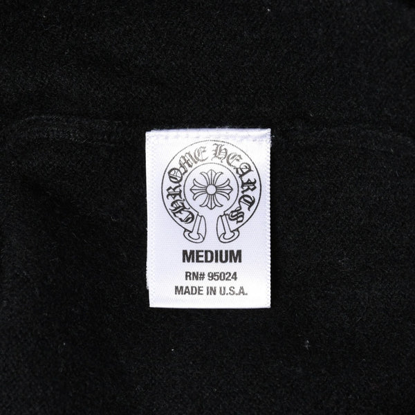 極美品 CHROME HEARTS クロムハーツ 長袖ニットポロシャツ サイズM クロスボール ブラック シルバー925 中古 4a008132