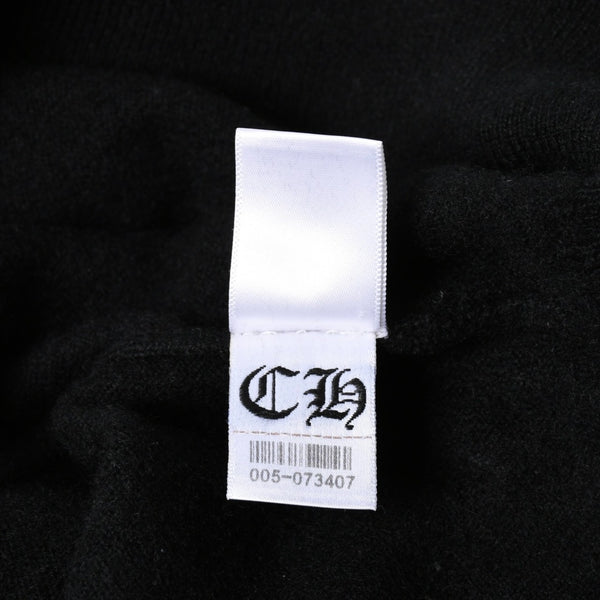 極美品 CHROME HEARTS クロムハーツ 長袖ニットポロシャツ サイズM クロスボール ブラック シルバー925 中古 4a008132