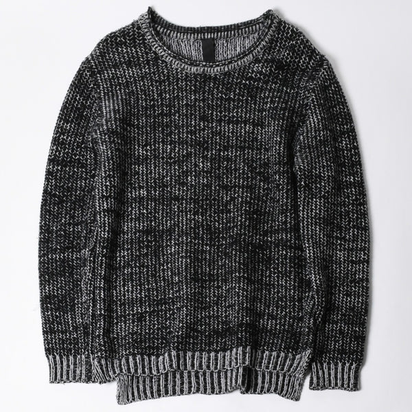 極美品 CHROME HEARTS クロムハーツ Y NOT 袖スターパッチ カシミヤ ニット セーター グレー ブラック サイズM 中古 4a008257