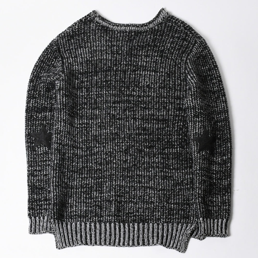 極美品 CHROME HEARTS クロムハーツ Y NOT 袖スターパッチ カシミヤ ニット セーター グレー ブラック サイズM 中古 4a008257