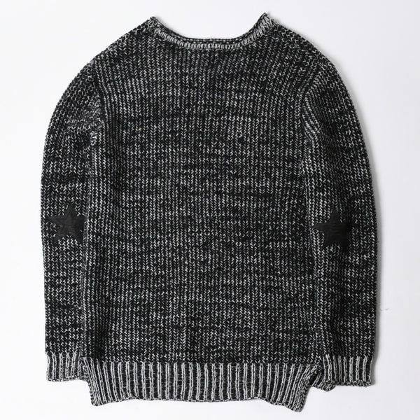 極美品 CHROME HEARTS クロムハーツ Y NOT 袖スターパッチ カシミヤ ニット セーター グレー ブラック サイズM 中古 4a008257