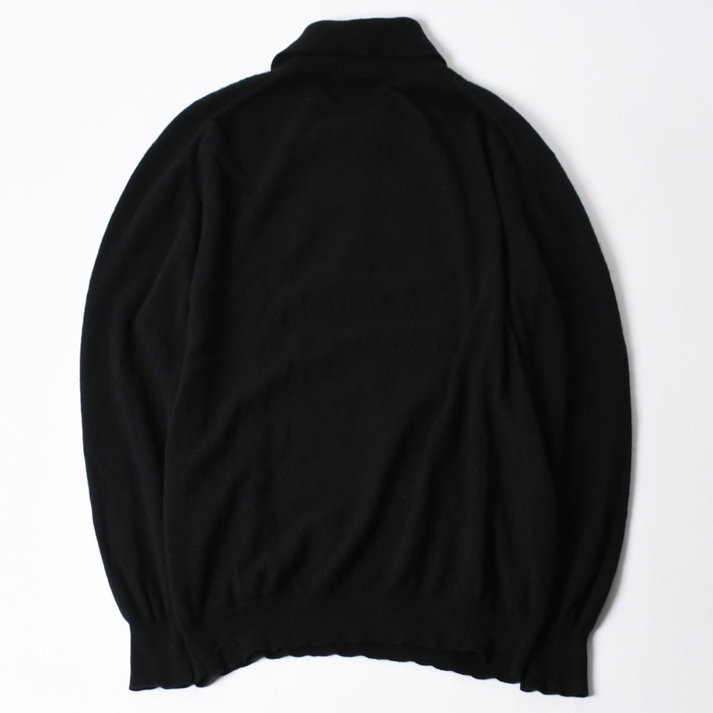極美品 CHROME HEARTS クロムハーツ 長袖ニットポロシャツ サイズM クロスボール ブラック シルバー925 中古 4a008132