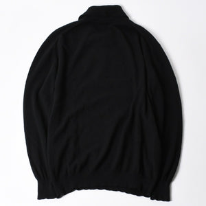 極美品 CHROME HEARTS クロムハーツ 長袖ニットポロシャツ サイズM クロスボール ブラック シルバー925 中古 4a008132