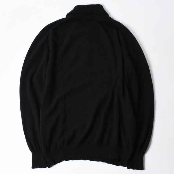 極美品 CHROME HEARTS クロムハーツ 長袖ニットポロシャツ サイズM クロスボール ブラック シルバー925 中古 4a008132