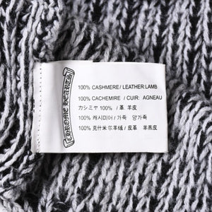極美品 CHROME HEARTS クロムハーツ Y NOT 袖スターパッチ カシミヤ ニット セーター グレー ブラック サイズM 中古 4a008257