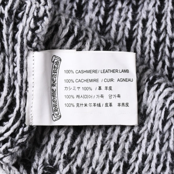 極美品 CHROME HEARTS クロムハーツ Y NOT 袖スターパッチ カシミヤ ニット セーター グレー ブラック サイズM 中古 4a008257