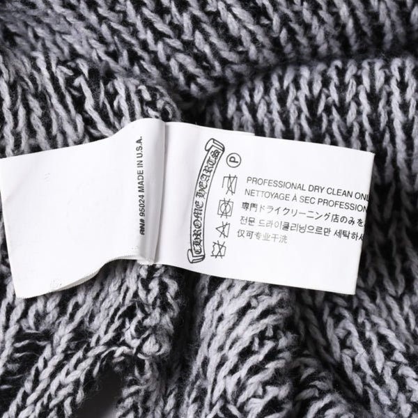 極美品 CHROME HEARTS クロムハーツ Y NOT 袖スターパッチ カシミヤ ニット セーター グレー ブラック サイズM 中古 4a008257