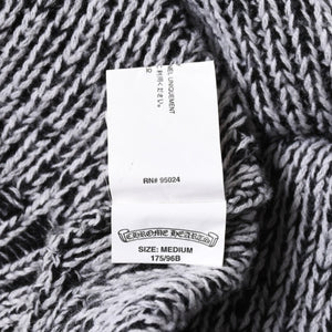極美品 CHROME HEARTS クロムハーツ Y NOT 袖スターパッチ カシミヤ ニット セーター グレー ブラック サイズM 中古 4a008257