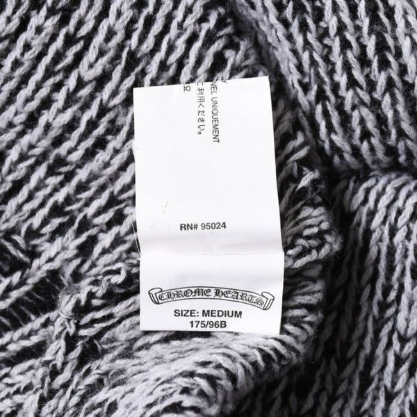 極美品 CHROME HEARTS クロムハーツ Y NOT 袖スターパッチ カシミヤ ニット セーター グレー ブラック サイズM 中古 4a008257