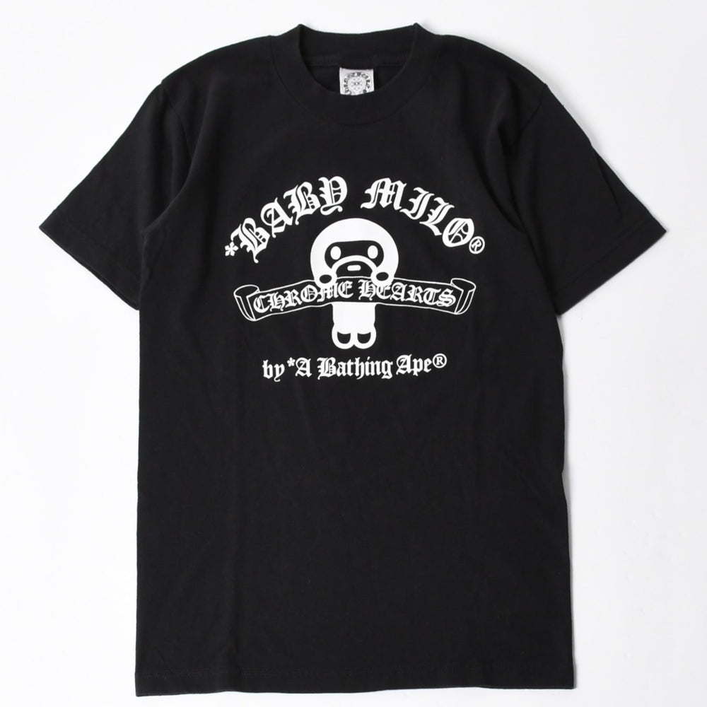 極美品 CHROME HEARTS クロムハーツ × A BATHING APE ア ベイシング エイプ 半袖Tシャツ サイズS ブラック 中古 4a007952