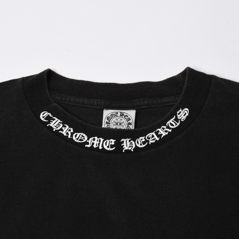 極美品 CHROME HEARTS クロムハーツ オールド 半袖Tシャツ サイズS フローラルクロス ホースシュー ブラック 中古 4a007948