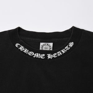極美品 CHROME HEARTS クロムハーツ オールド 半袖Tシャツ サイズS フローラルクロス ホースシュー ブラック 中古 4a007948