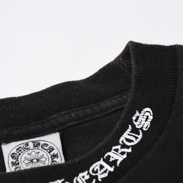 極美品 CHROME HEARTS クロムハーツ オールド 半袖Tシャツ サイズS フローラルクロス ホースシュー ブラック 中古 4a007948