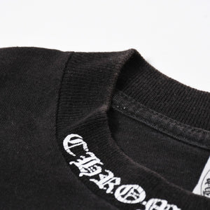 極美品 CHROME HEARTS クロムハーツ オールド 半袖Tシャツ サイズS フローラルクロス ホースシュー ブラック 中古 4a007948