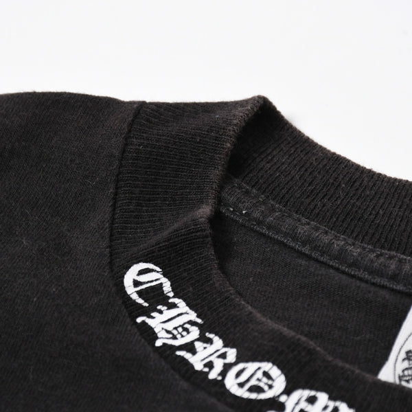 極美品 CHROME HEARTS クロムハーツ オールド 半袖Tシャツ サイズS フローラルクロス ホースシュー ブラック 中古 4a007948