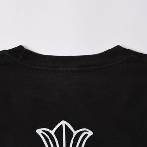 極美品 CHROME HEARTS クロムハーツ オールド 半袖Tシャツ サイズS フローラルクロス ホースシュー ブラック 中古 4a007948