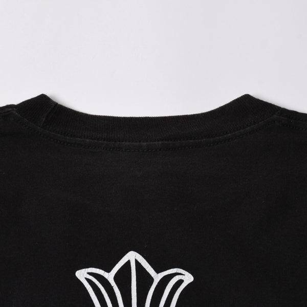 極美品 CHROME HEARTS クロムハーツ オールド 半袖Tシャツ サイズS フローラルクロス ホースシュー ブラック 中古 4a007948