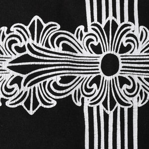 極美品 CHROME HEARTS クロムハーツ オールド 半袖Tシャツ サイズS フローラルクロス ホースシュー ブラック 中古 4a007948