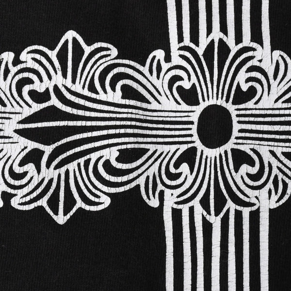 極美品 CHROME HEARTS クロムハーツ オールド 半袖Tシャツ サイズS フローラルクロス ホースシュー ブラック 中古 4a007948