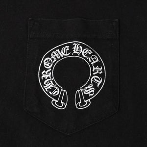 極美品 CHROME HEARTS クロムハーツ オールド 半袖Tシャツ サイズS フローラルクロス ホースシュー ブラック 中古 4a007948