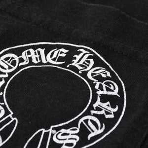 極美品 CHROME HEARTS クロムハーツ オールド 半袖Tシャツ サイズS フローラルクロス ホースシュー ブラック 中古 4a007948