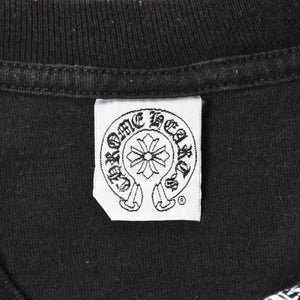 極美品 CHROME HEARTS クロムハーツ オールド 半袖Tシャツ サイズS フローラルクロス ホースシュー ブラック 中古 4a007948
