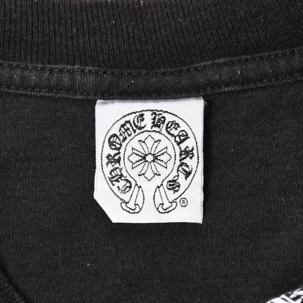 極美品 CHROME HEARTS クロムハーツ オールド 半袖Tシャツ サイズS フローラルクロス ホースシュー ブラック 中古 4a007948