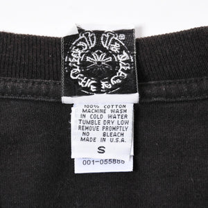 極美品 CHROME HEARTS クロムハーツ オールド 半袖Tシャツ サイズS フローラルクロス ホースシュー ブラック 中古 4a007948