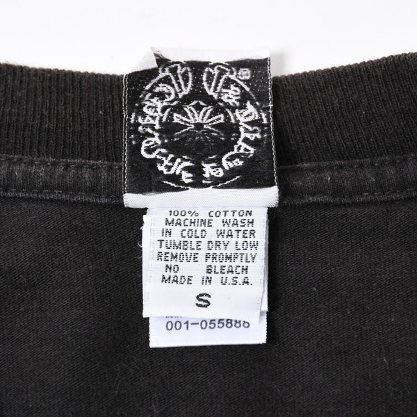 極美品 CHROME HEARTS クロムハーツ オールド 半袖Tシャツ サイズS フローラルクロス ホースシュー ブラック 中古 4a007948