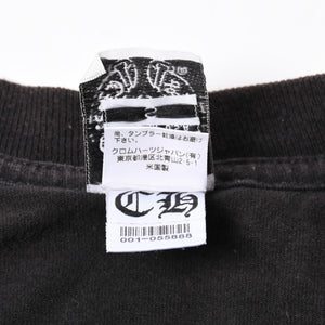 極美品 CHROME HEARTS クロムハーツ オールド 半袖Tシャツ サイズS フローラルクロス ホースシュー ブラック 中古 4a007948