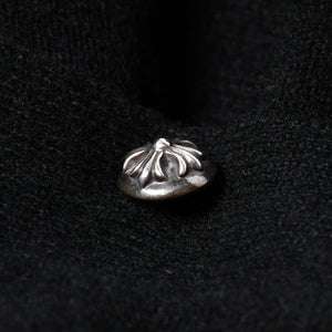 極美品 CHROME HEARTS クロムハーツ 長袖ニットポロシャツ サイズM クロスボール ブラック シルバー925 中古 4a008132