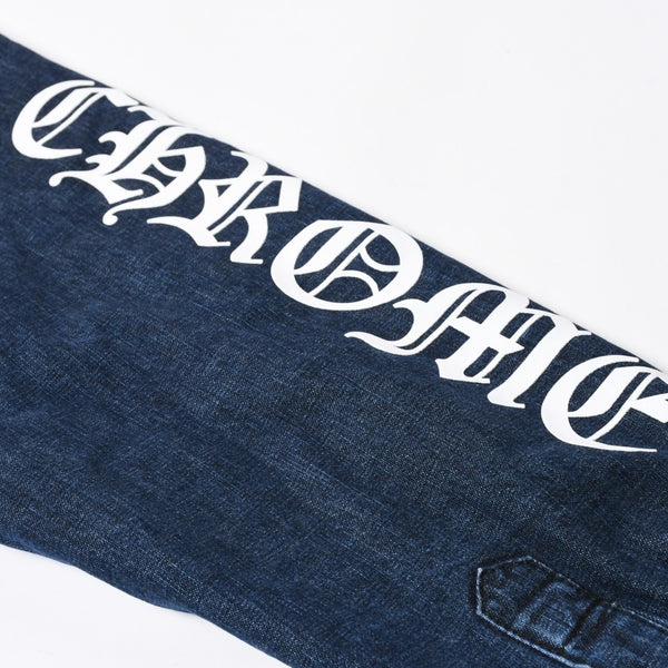 極美品 CHROME HEARTS クロムハーツ ウォーキン シャツ ガレージ ウォッシュ デニムジャケット クロスボールボタン CHプラス サイズXL 中古 4a008255