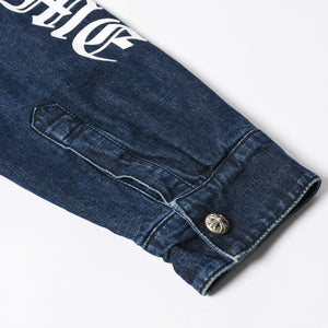 極美品 CHROME HEARTS クロムハーツ ウォーキン シャツ ガレージ ウォッシュ デニムジャケット クロスボールボタン CHプラス サイズXL 中古 4a008255