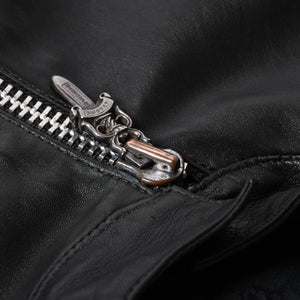 極美品 CHROME HEARTS クロムハーツ シングルレザーライダースジャケット Mサイズ ブラック ダガー シルバー925 ラムスキン 中古 4a008138