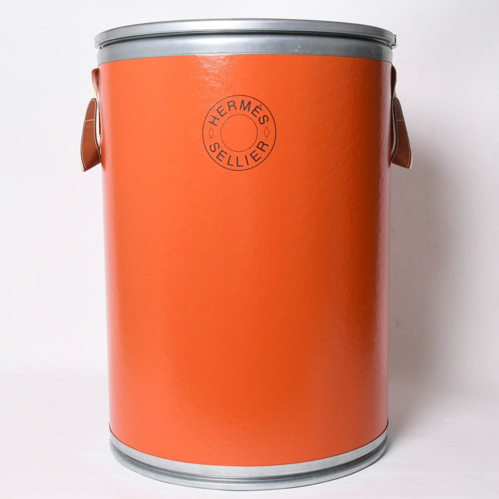 HERMES エルメス サドルボックス SADDLE BOX H800104E インテリア 小物入れ オレンジ シルバー 美品 中古 4a007173