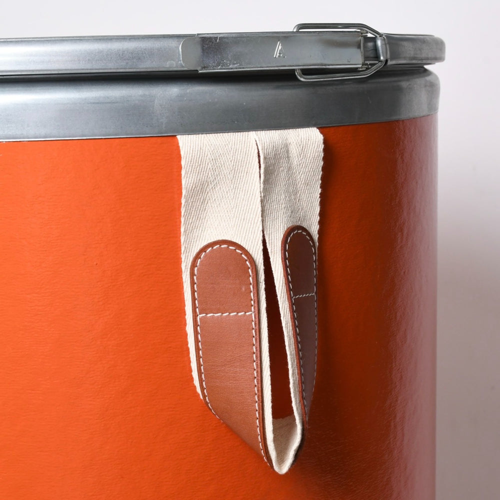 HERMES Saddle Box SADDLE BOX H800104E Interior Accessory Case Orange Silver Good Condition Used 4a007173