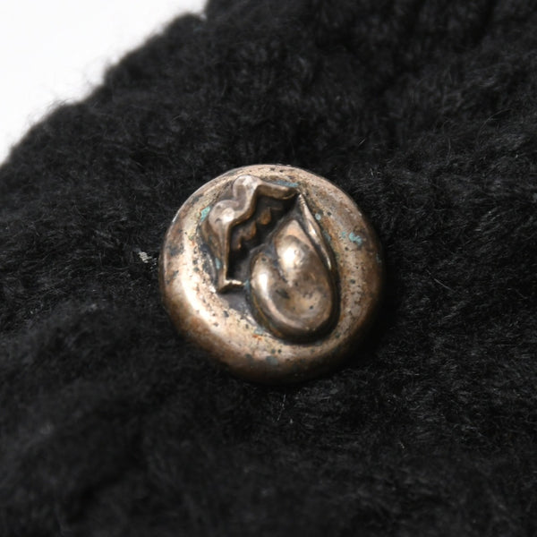 極美品 CHROME HEARTS クロムハーツ ローリングストーンズ カシミヤケーブルニット ビーニー ブラック レザーパッチ リップ＆タン 中古 4a008140