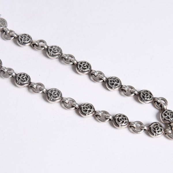 極美品 CHROME HEARTS クロムハーツ フローラルボール ハート ブレスレット 41.1g シルバー925 中古 4a008142