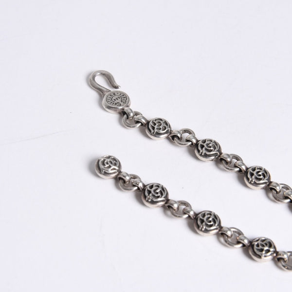 極美品 CHROME HEARTS クロムハーツ フローラルボール ハート ブレスレット 41.1g シルバー925 中古 4a008142