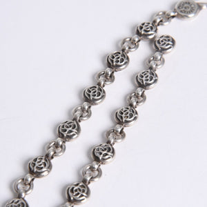 極美品 CHROME HEARTS クロムハーツ フローラルボール ハート ブレスレット 41.1g シルバー925 中古 4a008142