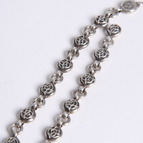 極美品 CHROME HEARTS クロムハーツ フローラルボール ハート ブレスレット 41.1g シルバー925 中古 4a008142